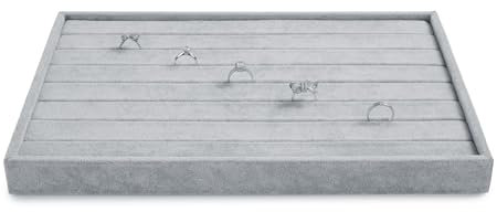 Papten bandeja de terciopelo apilable para joyas, cajón para guardar joyas bandeja organizadora expositor de joyas para pendientes anillo (gris)