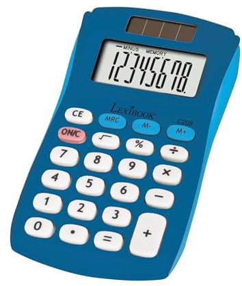 Lexibook - Taschenrechner FRUITIES®, 8 Ziffern, 4 Operationen, Grund- und erweiterte Funktionen, Solar- und Batteriebetrieb, Blau, C208A