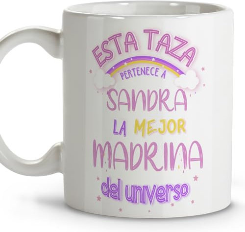 LolaPix Tazas originales para regalar. Tazas personalizadas. Tazas de cafe. Regalo madrina. Regalos para madrinas. Taza cerámica 330 ml.