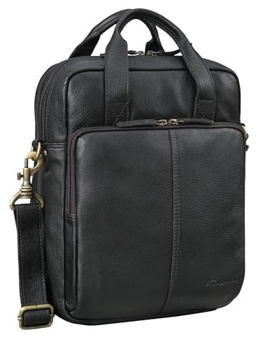 STILORD 'Dave' Sacoche Homme bandouliere Cuir Voyage Sacoche Ordinateur 13.3 Pouces MacBook Borsa per Tablet Sac Bandoulière Sac Messenger Cuir Véritable, Couleur:Noir