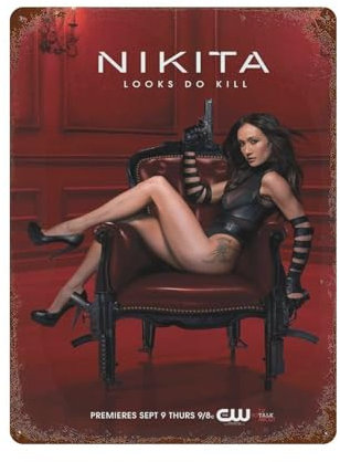 KSOXDAITIP Poster, Motiv: Schauspieler Maggie Q, Wanddekoration, Kunst, Metallblechposter, moderne Wohnkultur, Kunst, Metallposter, Hausbar, Laden, Dekorationen, Vintage-Schild, Geschenk, 39,9 x 30 cm