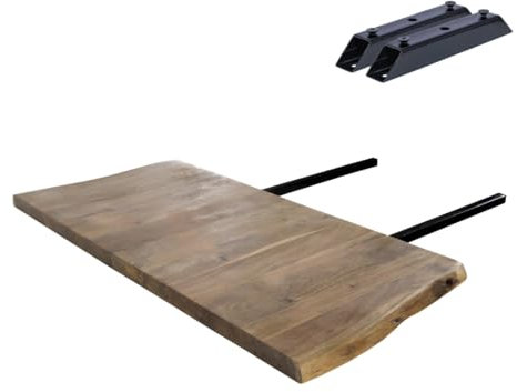 SAM Ansteckplatte 50x100 cm, Akazienholz massiv 35mm, stonefarben lackiert, inkl. Steckarme und Halterung für den Tisch, Tischverlängerung für Esstisch, Zubehör für Esszimmermöbel