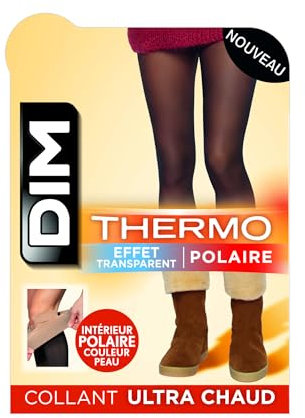 Dim Collant Femme Thermo Ultra Chaud Polaire et Effet Transparent 80D x1, Noir, L-XL, 1