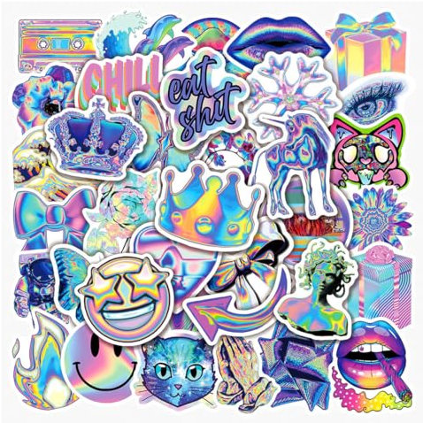 AORHOFJ 50 Stück Neon Aufkleber, Wasserfeste Vinyl Aufkleber Abziehbilder für Laptop Coole Graffiti Aufkleber, Skateboard Scrapbook, Tagebuch Tasse Moped Fahrrad Koffer