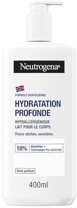 Neutrogena | Hypoallergene Tiefenfeuchtigkeitsspendende Körpermilch (400 ml Pumpflasche) - parfümfreie Körpermilch für trockene und empfindliche Haut