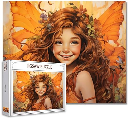 Lot de 1000 puzzle Ange - Peinture Rose Couronne de Roses - Puzzle Exigeant Familial - Jeu Femmes Fleurs Bricolage Décoration Murale (coloré)