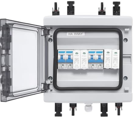 Parasurtenseur - Disjoncteur - Panneaux solaires - 25 A - 2 en 2 sorties - 1000 V - Pour installation photovoltaïque - IP65 CC - Plusieurs fonctions de protection