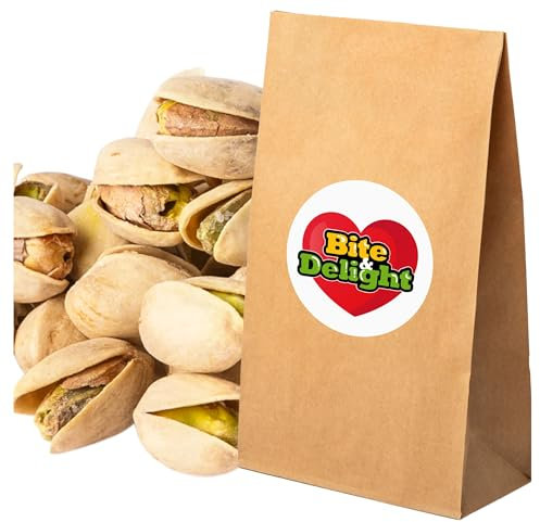Bite & Delight 1 kg Pistaches Grillées Salées avec Coque Snack Sain Riche en Protéines et en Graisses Saines Pistachios Sans Gluten
