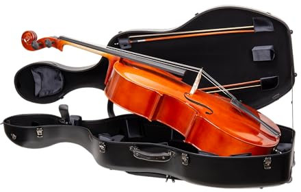 Valigia rigida in policarbonato per violoncello 4/4 | Finitura nera opaca, ruote, spallacci zaino, interno in velluto nero – Protezione leggera per studenti e orchestre scolastiche