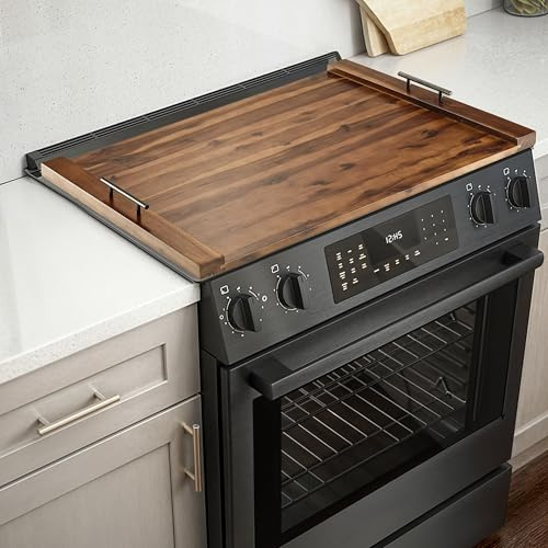 TIDITA Acacia Wood Stove Top Covers - Multi-Functional Kitchen Board - Walnut, 30 x 22 x 1.18 inches