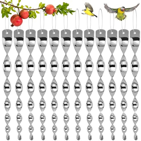 Reflektierende Vogelschreck,12 Stück Windspirale Vogelabwehr Windspiel,30cm Windspirale Vogelschreck,Reflektierende Windspirale Vogelabwehr,zum Schutz von Blumen und Garten Haus, Hof, Terrasse