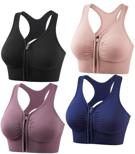 CZMYCBG Soutien Gorge de Sport Zippé, Bralette Push-up sans Armatures, Soutien-Gorge de Sport pour Le Yoga(Four,3XL)