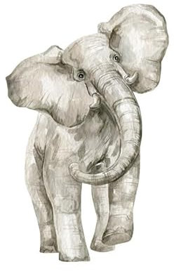Aquarell Elefant Wandtattoo Kinderzimmer Wandkunst Aufkleber 57 x 37 cm Grau