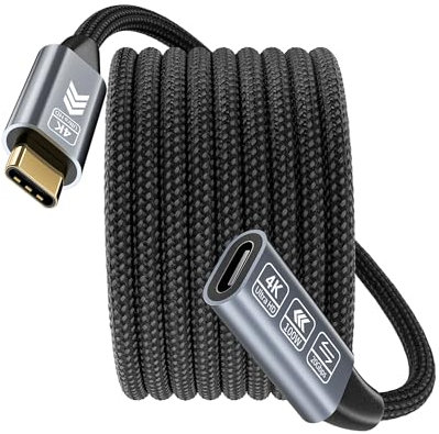 HOTUTUKI 20Gbps USB 3.2 Gen 2×2, Cable Alargador USB C 6M Macho a Hembra, 100W 20V/5A, Vídeo 5K@60Hz, 4K@144Hz, Cable de Extensión Tipo C Compatible thunderbolt 4/3