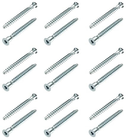 Lot de 25 vis de confirmation M7 x 50 mm à tête hexagonale fraisée autotaraudeuses pour meubles robustes et faciles à installer Argenté