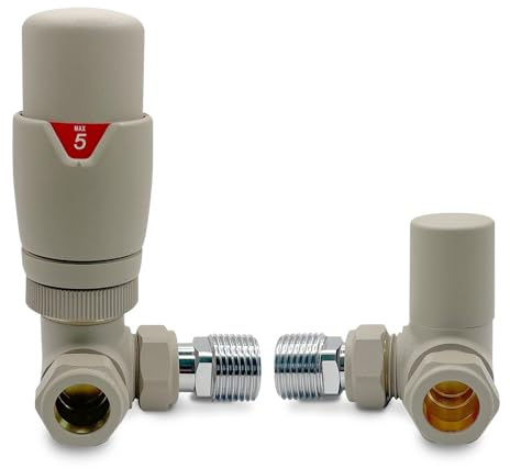 Cappuccino Corner Thermostatic Valves Radiator Towel Rail Modern Valve Central Heating (Pair) 1/2 BSP