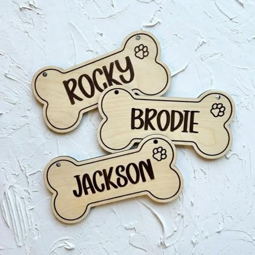 Placa de nombre personalizada para caseta de perro, placa de pata de perro, letrero de jaula personalizado, letrero de nombre de hueso de perro, regalo para amantes de las mascotas
