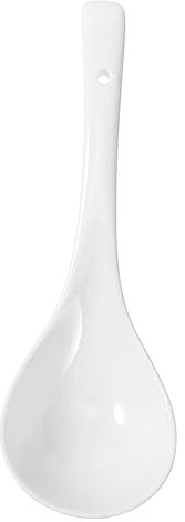 Healifty Large Ceramic Soup Spoon Long Handle – 1PCS Multipurpose Tableware for Home and Restaurant Serving