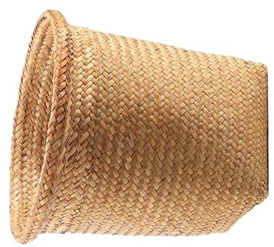 Handmade round Straw Woven Storage Basket for Laundry in Khaki | Uncovered Design, Fine Texture Finish, Multi-purpose Organizer for Home Storage, Rustic Natural Style