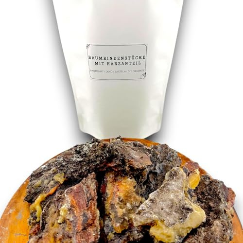 Bio Baumrinde mit Baumharz | Fichten und Kiefern | Raumdeko DIY Projekte Raumduft Basteln | 100% naturrein | Qualität aus Österreich (300g, Baumrinde)