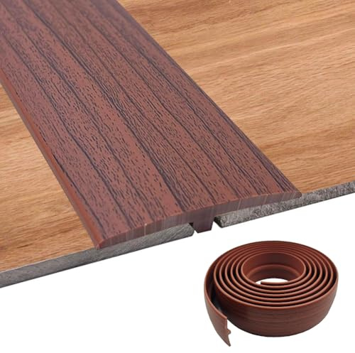 Übergangsprofil T Profil,Übergangsleiste Selbstklebend 3M x 5CM,Türschwellen Leiste, PVC Abdeckleiste Flexible für Verbindungsböden Lücken von Laminatdielenfliesen(Nussbaum)