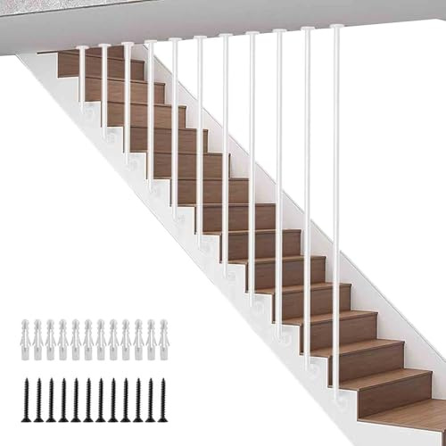Treppengeländer aus Metall, rutschfeste Stützstange für runde Geländer, Gusseisen, Handlauf mit Halterung, Treppengriff-Set, Weiß (90 cm), langlebige Sicherheitslösung für Treppen