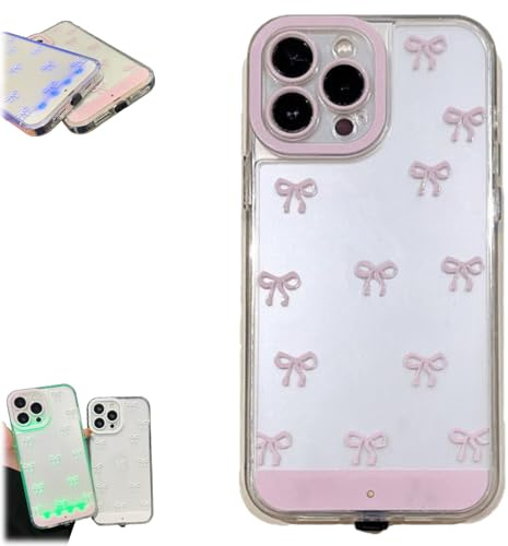 Vibrant LED Bowknot Phone Case for iPhone 17/16/15/14/13/12/11 Plus Pro Max, 2026 Luminous Bowknot Style Phone Case, Cute Glow for Women (Pink,for iPhone16)