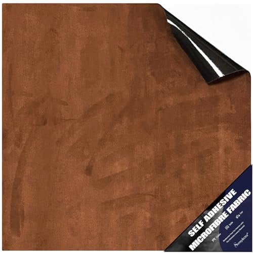 Mikrofaserstoff Selbstklebend,Stretch Dehnbar Folie,Dehnbar Stoff Velours,Selbstklebender Stoff für Cockpit,Autositz (Braun, 150 * 50cm)