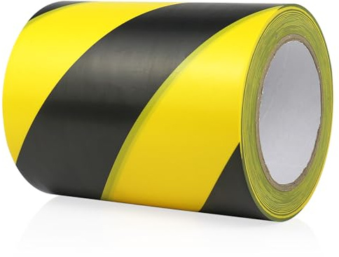 BOMEI PACK Nastro adesivo di avvertimento giallo, nero, in PVC, per marcatura del pavimento, 150 mm x 33 m
