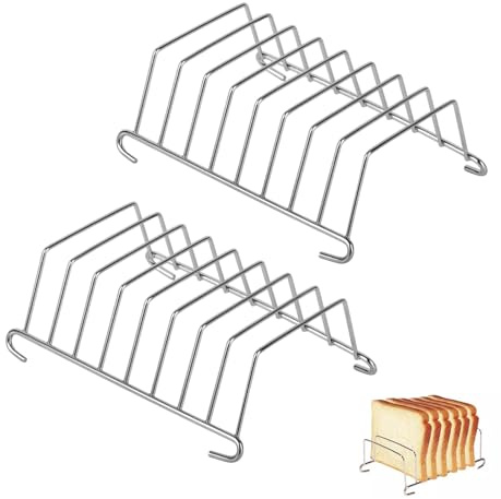 2Pz Griglia per Toast Friggitrice ad Aria, Griglia per Friggitrice ad Aria | Supporto per Toast in Acciaio Inox per 8 Fette di Pane, per uso domestico e nei ristoranti