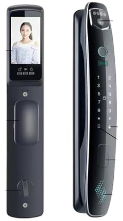 Smart Lock, Applicable To 40-80mm Door Smart Door Lock Built-in Camera 3D Face Recognition Door Lock WIFI Remote Control Fingerprint Lock(24 240R Mortise)