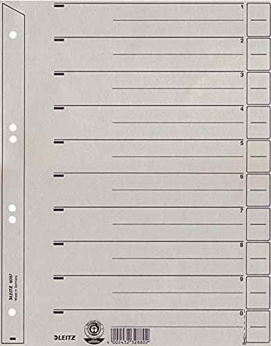 Leitz 6097-00-85 Trennblätter, Farbregister, Aktenfahnen, Universalregister Trennblatt A4 grau