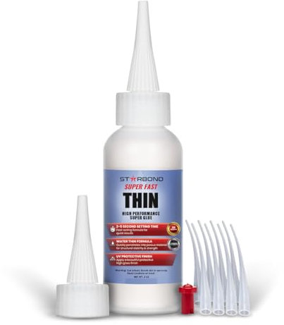 STARBOND EM-02 Super Fast Thin, Premium Instant CA (Cyanoacrylate Adhesive) Super Glue Plus Extra Cap and Microtips, (for Woodturning, Pen Turning, Hobby, Stabilizing, Finish, Inlay) (2 Ounce)