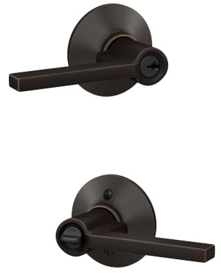 SCHLAGE Latitude Keyed Entry Door Handle, Reversible, Aged Bronze