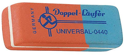 Läufer 00420 Doppel-Läufer Universal 0420 Radierer, Radiergummi aus Kautschuk, der rot-blaue Klassiker, abgeschrägte Radierflächen