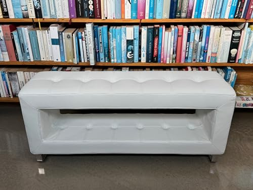 NEUERRAUM Kurze schmale Korridor Lederbank Sitzbank (Echtleder). Stabile Konstruktion 19 kg, nur 30 cm tief. Abbildung in Leder Weiß.