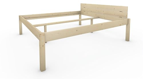 TUGA - Holztech Naturprodukt MASSIVHOLZBETT DAYBETT MASSIV Holz Bett HOLZBETT FSC 300Kg 200 x 220cm unbehandelt EXTRA HÖHE 58cm