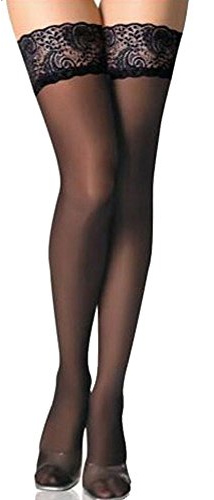 Damen Netz Strapse Strümpfe Halterlose Overknees Nylon Gogo Girl Schwarz S/M