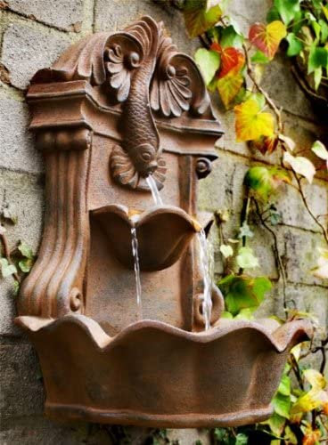 Primrose 40cm Bronze Fish Spout Wall Mounted Fountain Outdoor Garden Water Feature