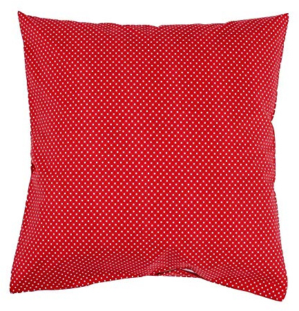 Kissenbezug Punkte 2 mm Baumwolle Reißverschluss - Tupfen, Dots, Gepunktet, Kissenhülle, Kissen, Kopfkissen, Dekokissen, Sofakissen, Kinderkissen, Couchkissen (Weiß auf Rot, 40x40 cm)