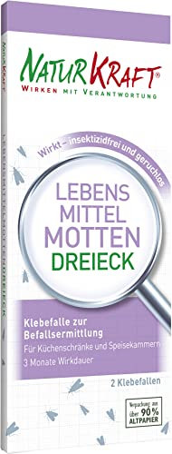 NATURKRAFT - Lebensmittelmotten Dreieck | Mottenfalle für Küche und Speisekammer | Motten Klebe-Falle ohne Gift | Unbedenklich für Menschen, Tiere und die Umwelt. | Inhalt: 2 Leimfallen, Weiß