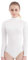 SUPRNOWA Damen Rollkragenanzug Spandex Langarm Ballettanzug Gymnastikanzug, Weiß, XS