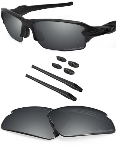 BlazerBuck Ersatzgläser und Socken-Set für Oakley Flak 2.0 OO9295 Sonnenbrille, Silver Chrome Polarized