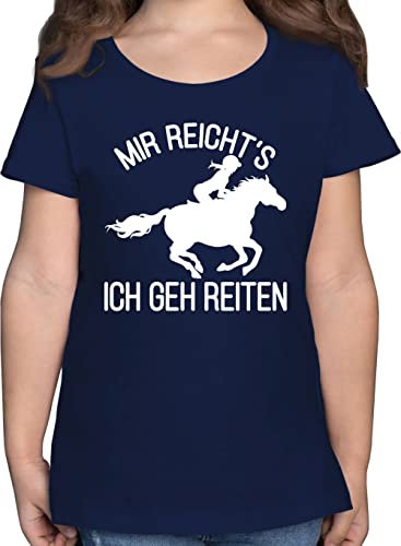 T-Shirt Mädchen - Pferd Pferde - Mir reicht's ich GEH Reiten - 152 (12/13 Jahre) - Dunkelblau - reitshirt reitshirt, für Kinder pferdeliebhaber Pony Tshirt pferdesachen pferdeshirts Reiter reite