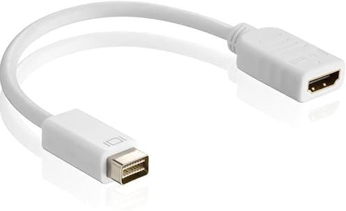 CABLEPELADO Cable Mini DVI a HDMI, Adaptador Mini DVI-HDMI, Convertidor Mini DVI a HDMI, Conversión Mini DVI a HDMI, Full HD 1080i, Compatible con MacBook, iMac Intel y PowerBook DP, Blanco, 10 cm
