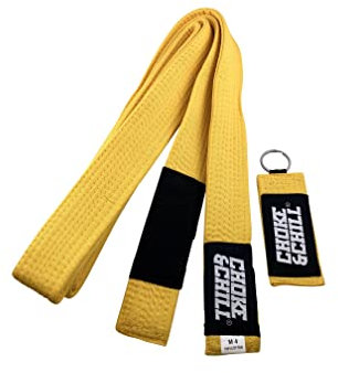 Choke&Chill BJJ Brazilian Jiu-Jitsu Belt Gürtel mit Schlüsselanhänger (Gelb, M4 (260cm))