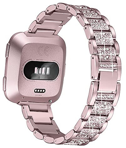 AISPORTS Kompatibel mit Fitbit Versa 2 Armband für Frauen, Kristall Bling Glitzer Diamanten Strass Schmuck Metallarmband Armband Ersatzarmband für Fitbit Versa 2/Versa/Versa Lite Smart Watch