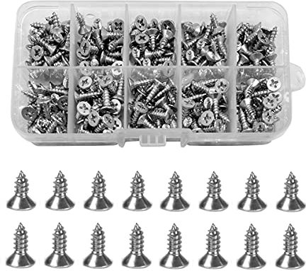 SyiXute 240 Pezzi M4 Viti Autofilettanti,Viti a Testa Piatta a Croce,Viti a Testa Svasata in Acciaio Inox,10 mm,12 mm con Scatola di Stoccaggio per Riparazione di Mobili,Riparazioni Meccaniche
