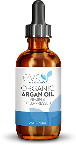 Eva Naturals USDA Certified Organic Morrocan Argan Oil - 100% Pure, Cold Pressed Hair, Nails, Face & Skin Moisturizer - Unrefined, All Natural, Rich Carrier Oil For Dry and Damaged Hair - 2 Oz…