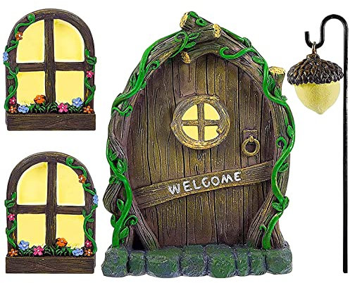 Porte da Giardino fatato Porte in Miniatura per Esterni, Albero Art Ornamenti, Tronco d'albero Decorazione per Porta d'albero (Liane)